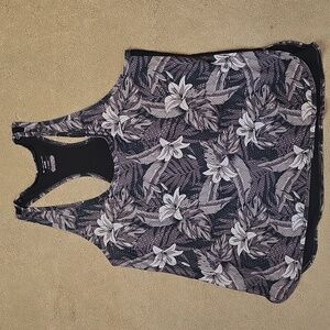 Tek Gear Black and Gray Floral Active Tank Top